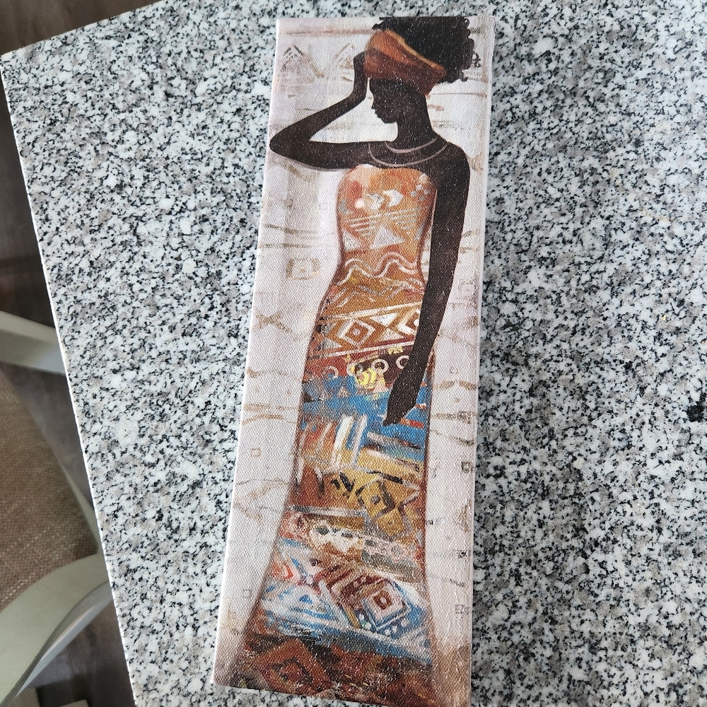 Saltoro Sherpi African Lady Hand Painted Canvas with Hanger